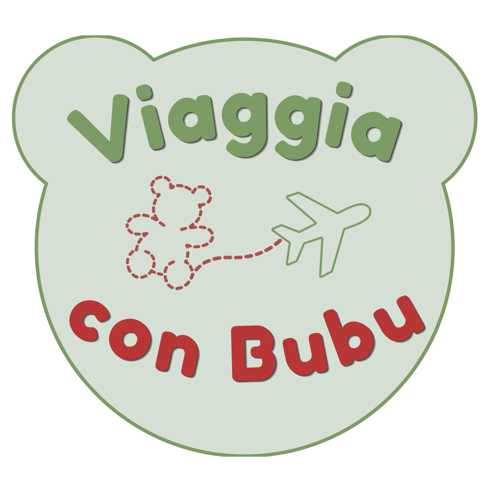 testa di orsetto con scritta dentro "viaggia con bubu"